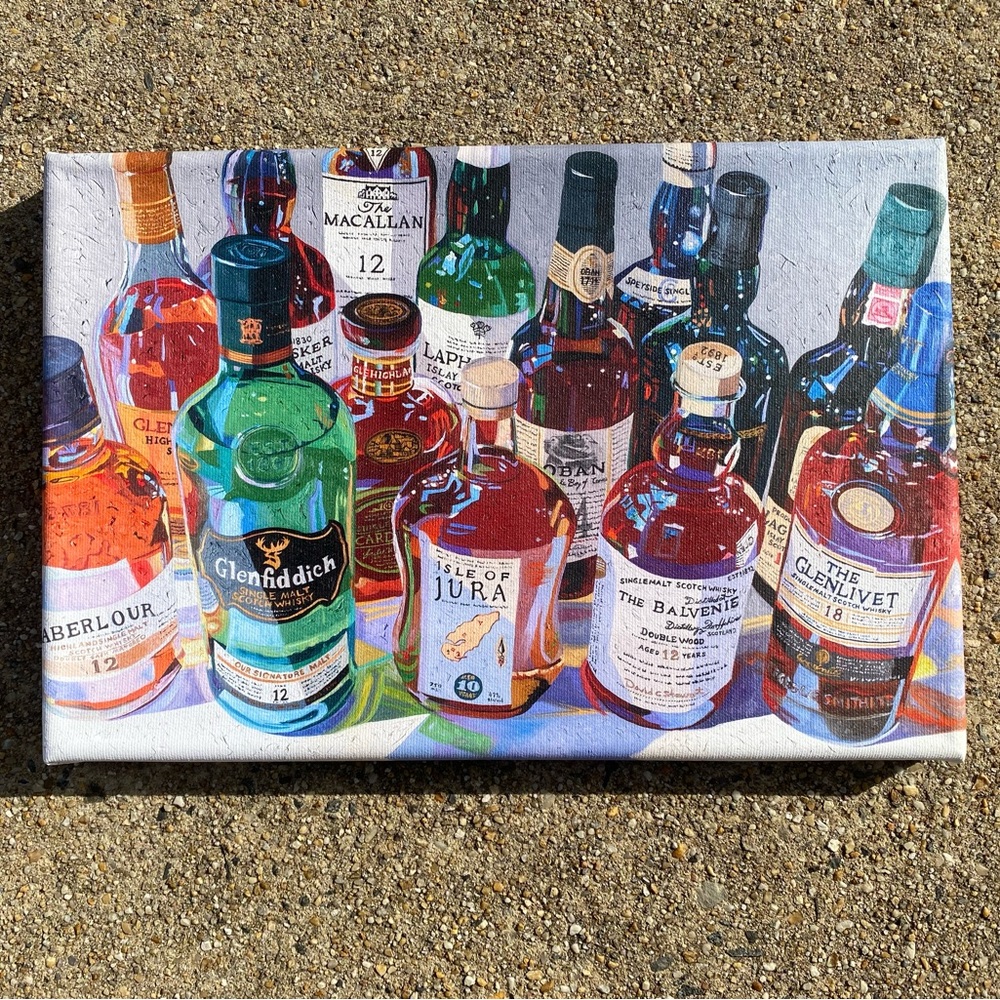 “Single Malts #1" 8” x 12” Canvas by Christopher Mize NWOT